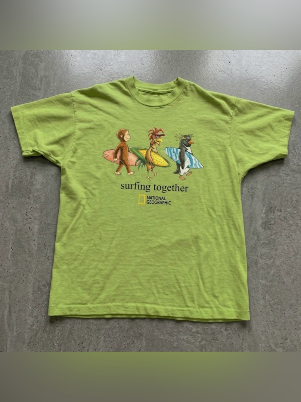 National Geographic 'Surfing Together' Lime Green T-Shirt - Picture 1 of 4